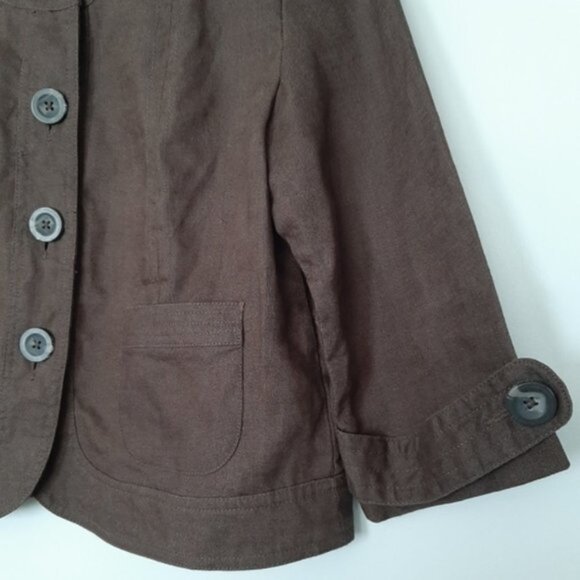 MARVIN RICHARDS 100% Linen Natural Unstructured Light Blazer Jacket Brown Sz S - Picture 4 of 11